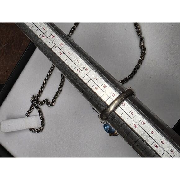 Ladies STERLING SILVER LIGHT BLUE TOPAZ NECKLACE And Ring Set - Picture 7 of 7